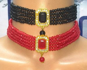 Stunning Red Beaded Choker Necklace Combo