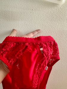 Red Lace Bra and Panty Set with removable pad