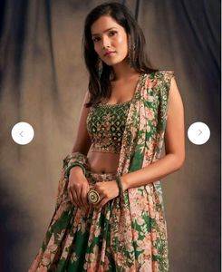 GREEN AND PINK Embroidered LEHENGA💅🏻