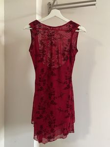 Red Mesh Open Back Bodycon Dress