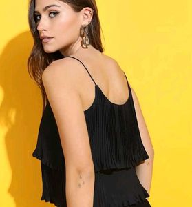 Black Pleated Camisole Top