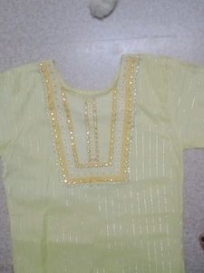 Lemon Yellow 💛 Kurti And Pant