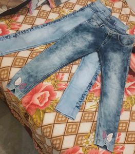 stratchable girls jeans combo
