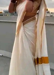 Cotton Kasavu kerala style Saree