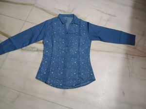 Denim Star Print Shirt