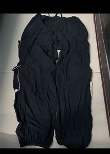 Black Cargo Pants with White Accents