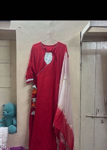 Red Kurta with Dupatta and pants