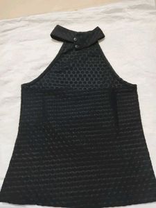 Chic Black Textured Halter Top