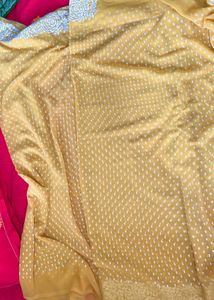 Embroidered Mustard Yellow Saree