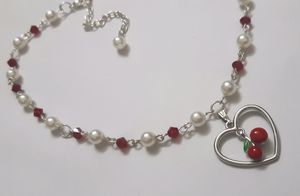Elegant Cherry Pearl Necklace Handmade