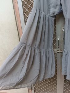 Grey Kurti With Plazo And Dupatta Flaw Less