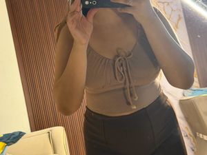 Ribbed Tie-Front Crop Top