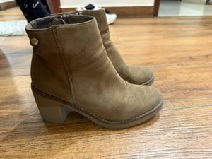 Suede Ankle Boots with Block Heel
