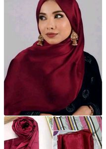 Elegant Burgundy Satin Dupatta
