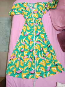 Fun Banana Print Maxi Dress