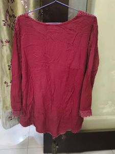 Maroon Embroidered Kurta