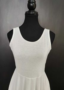 White Sleeveless Flared Mini Dress