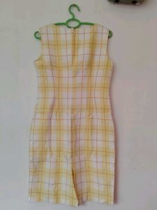 Yellow Plaid Sleeveless Dress