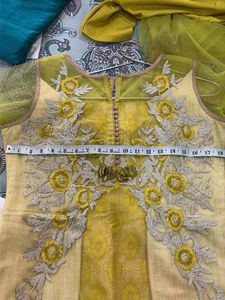 Elegant Lime Green Embroidered Kurta with Net