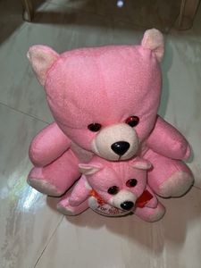 Cute Pink Teddy Bear Duo