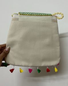 Off White Butterfly Sequins Embroidered Sling Bag