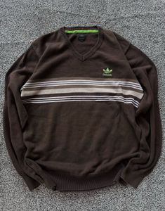 Adidas Striped V-Neck Sweater