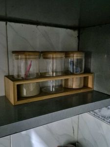 Spice Jars with Bamboo Holder