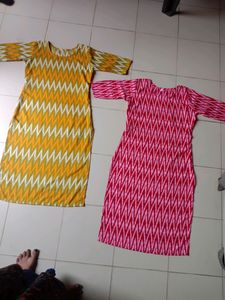Two Shirt Yellow And Pink Colour Printed Shirt