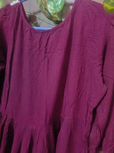 Maroon Kurta with White Embroidery