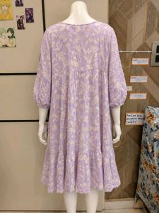 Purple Floral Print Midi Dress
