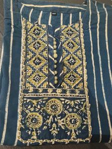 XL- Blue Striped Kurta Set