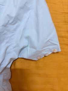 Stylish Women's Light Blue Button Top