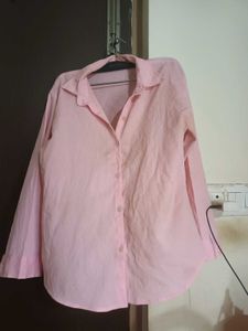 Pink Collared Button-Up Shirt