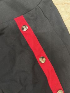 Stylish Black Track Pants with Red &amp; White Stripes