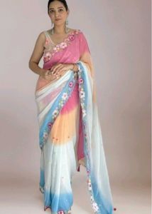 Beautiful Floral Embroidered Saree