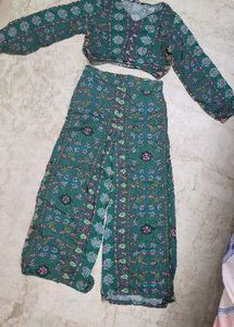 Boho Print Crop Top & Palazzo Set