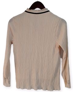 Cream Ruffle Trim Ribbon Tie Blouse
