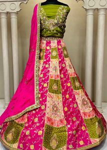 Vibrant Pink &amp; Green Lehenga Choli