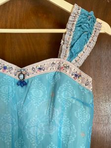 Vintage Blue Embroidered Top