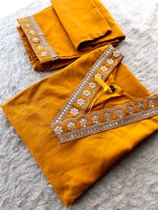 Mustard Yellow Kurta  with Embellishments pant