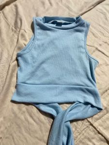 Cute Blue Tie-Back Tank Top