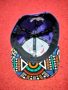 Purple Snapback Cap with Tribal Print Brim