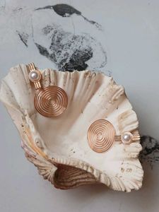 Rose Gold Spiral Pearl Earrings