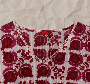 🍓Chic Red Floral Print Kurti