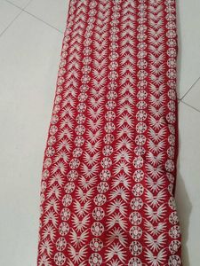 Red Cotton Eyelet Fabric