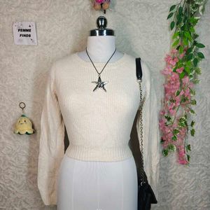 Adrene Cream Ribbed Knit Sweater