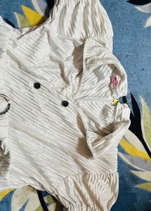 Pleated White Dress with Belt design