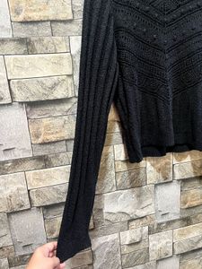Black Crochet Knit Sweater