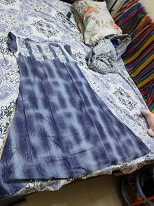 Unused,Blue Printed Kurta