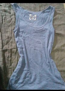 Blue Ribbed Tank Top